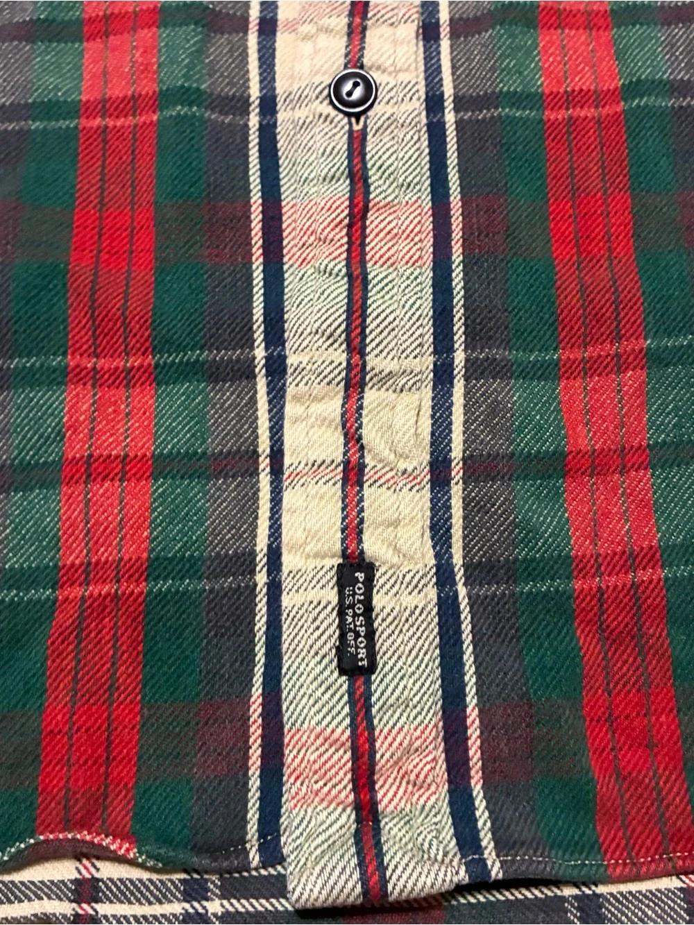Polo Ralph Lauren Sportsman Red Green Plaid Button-Down Flannel Shirt L 90s